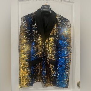 FINAL PRICE Angelino Gold and Blue Sequin Blazer